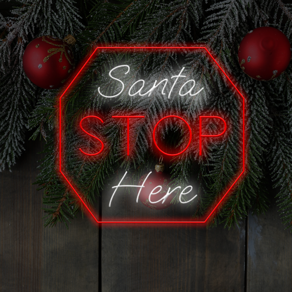 Santa stop here LED neon sign