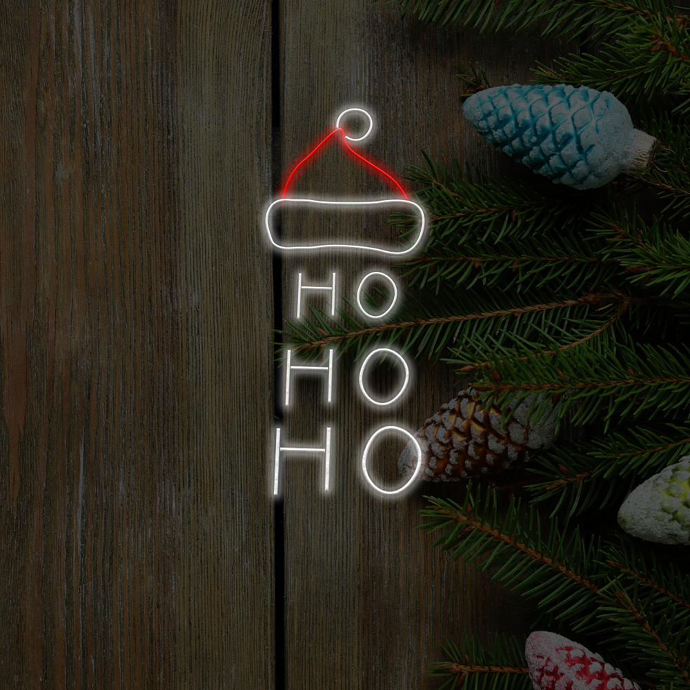 LED neon sign santa's hat with ho ho ho letters
