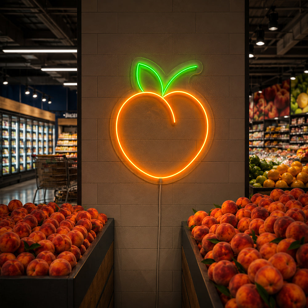 Peach Led Neon Sign - Made in London Food Restaurants neonskyltar