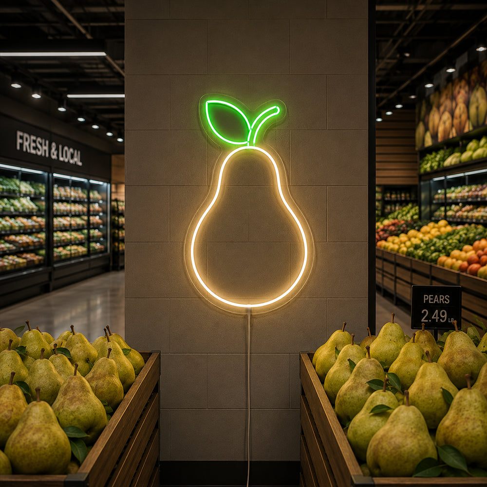 Pear Led Neon Sign - Made in London Food Restaurant Neon Signs