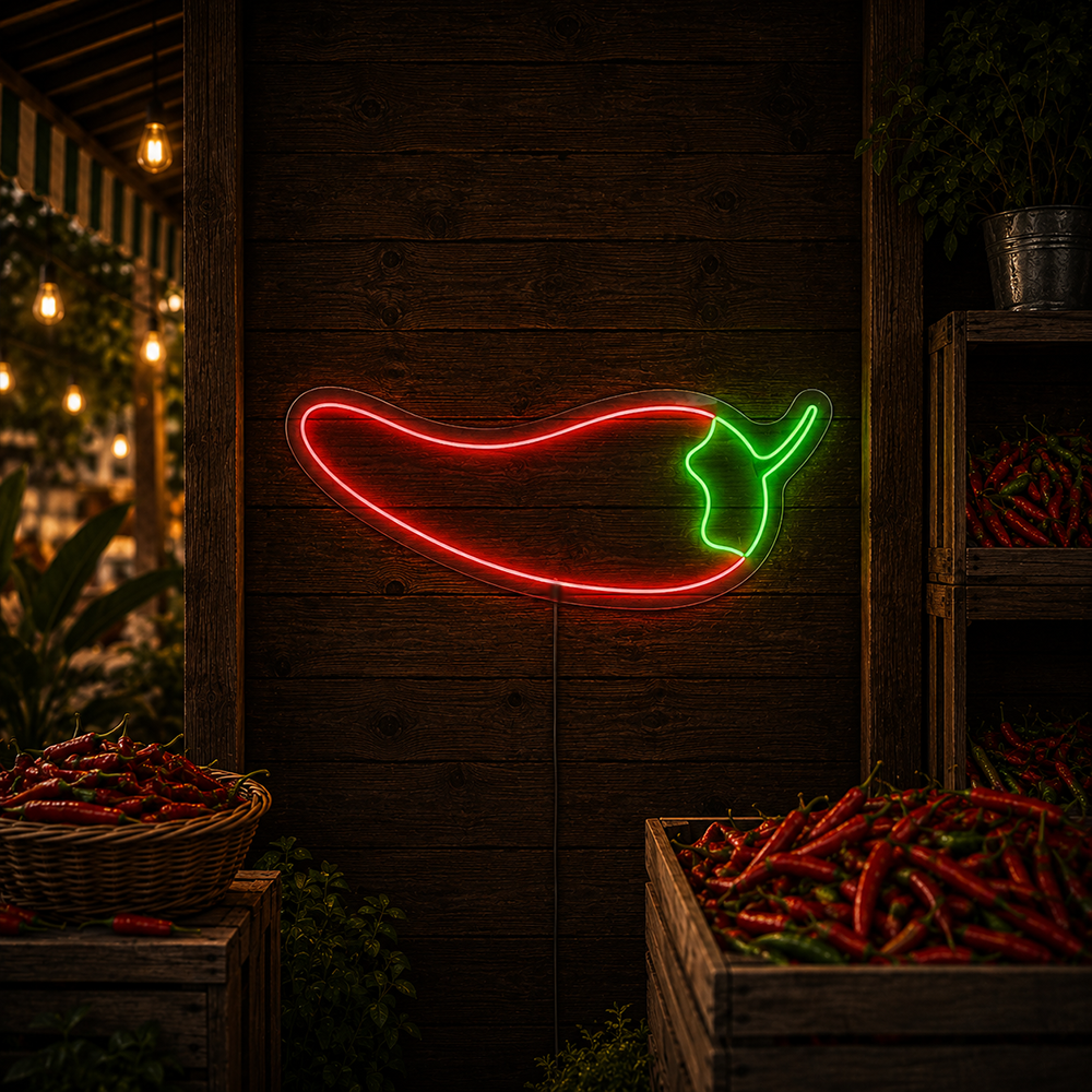 Chilipeppar ledde neonskylt - Made in London matrestauranger neonskyltar