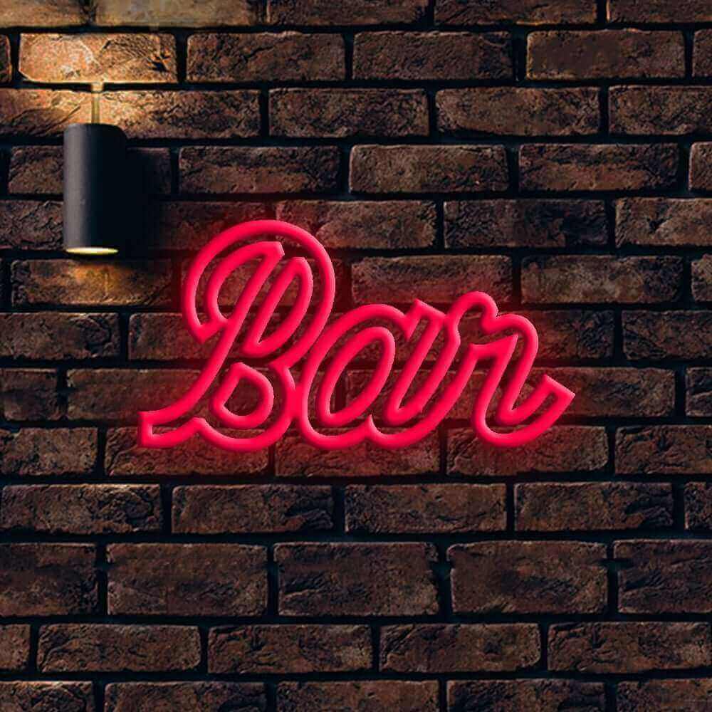 Bar Script Outline LED Neon Sign - Made in London Club Pub Neon Signs - Planet Neon