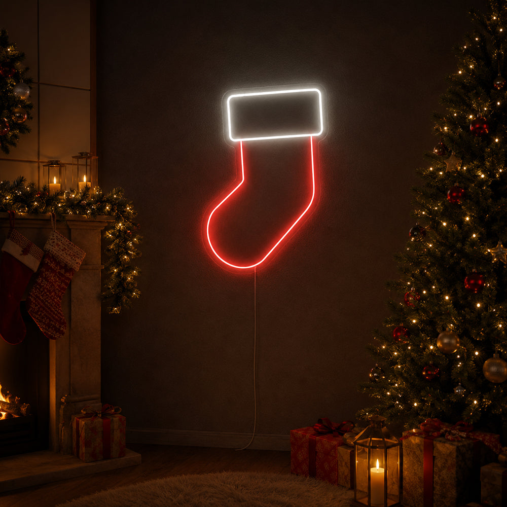 Signo de neón LED de calcetería roja de Navidad - Hecho en Londres NEON Signs