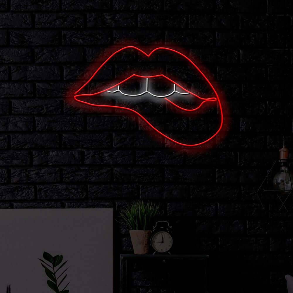 Biting Lips LED Neon Sign - Planet Neon Made in London Neon Signs - Planet Neon