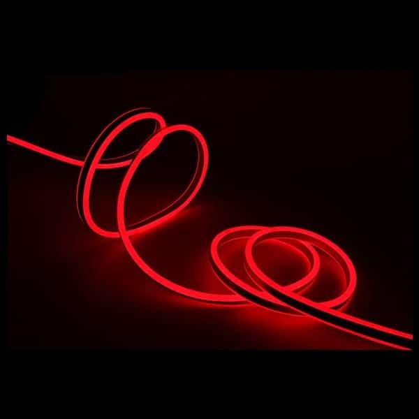 I LumoS 8x16mm RØD Fleksibel IP65 Dimbar Dobbeltsidig LED Neon Strip Light 12V DC 9W/m - Planet Neon